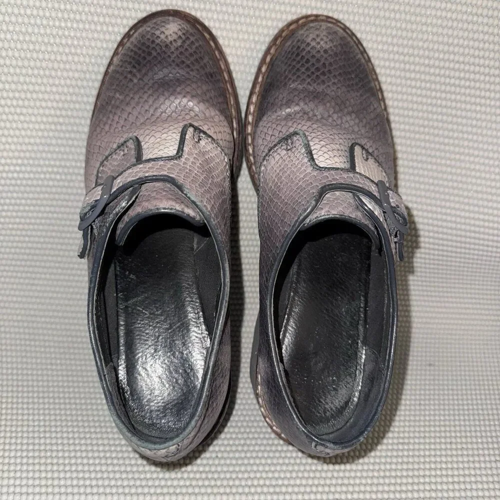 Camper Magna Wedge Snakeskin Embossed Oxford Monk Strap Shoes Size EU 38 US 7.5